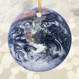 De foto van de blauwe marmeren aarde keramisch ornament