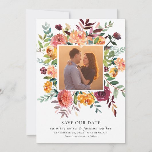 De Foto van de Bloemen van de herfst sparen de Dat Kaart (Voorkant)