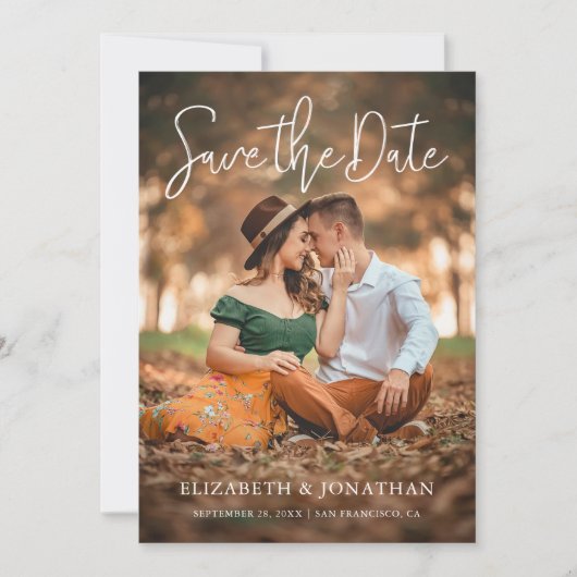 De Foto van de douane bewaart de DatumBieden nodig Save The Date (Voorkant)