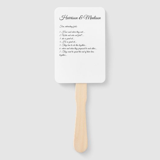 De foto van de douane & de leuke de feiten bruilof handwaaier (Voorkant)