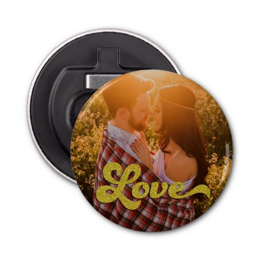 De Foto van de douane met Gouden Liefde Button Flesopener