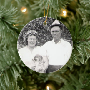 De Foto van de familie en vergeet-me-niet-BloemClu Keramisch Ornament