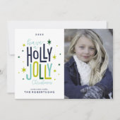 De Foto van de Familie van Kerstmis van de hulst Feestdagenkaart (Voorkant)