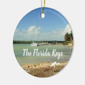 De foto van de Florida Keys met boot  Keramisch Ornament (Links)