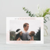 De foto van de Joy en de Vrede van Kerstmis Feestdagenkaart (Staand voorkant)