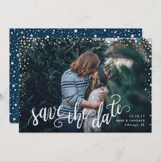 De Foto van de kalligrafie sparen de Datum Save The Date (Voorkant / Achterkant)