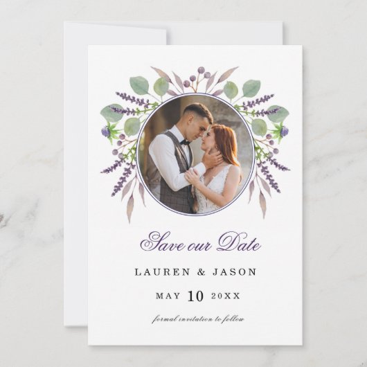 De Foto van de Lavender sparen de datumAankondigin Aankondiging (Voorkant)