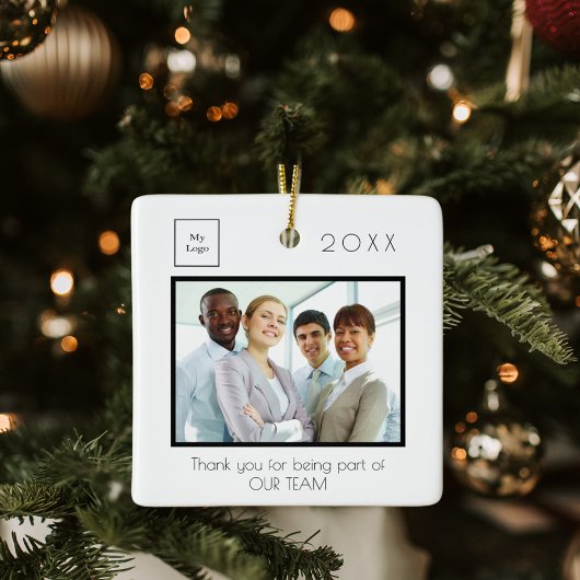 De foto van de logo van het bedrijf bedankt wit keramisch ornament