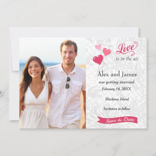 De Foto van de Valentijnsdag sparen de Datum Save The Date (Voorkant)