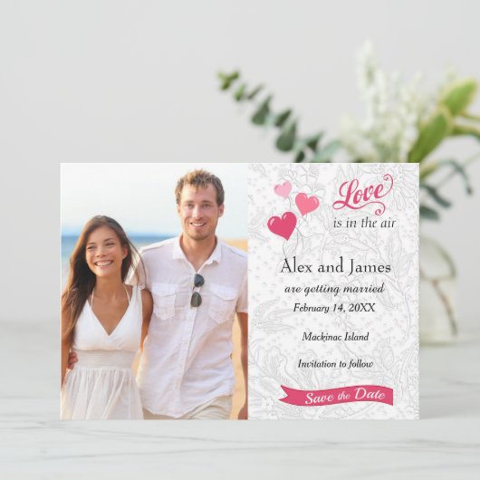 De Foto van de Valentijnsdag sparen de Datum Save The Date (Staand voorkant)