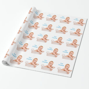 De Foto van Eerste Kerstmis van de baby Cadeaupapier