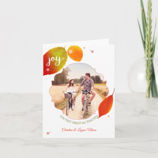 De Foto van Eerste Kerstmis van het paar samen Feestdagen Kaart (Voorkant)