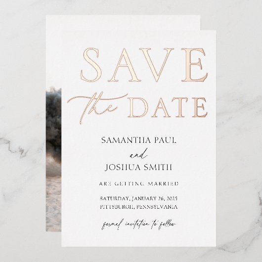 De Foto van Elegant sparen de Uitnodiging van de F (Voorkant / Achterkant)