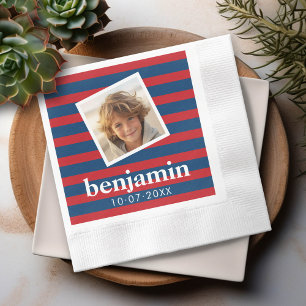 De Foto van het baby en Gestreepte Patroon van de Servetten