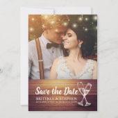 De foto van het huwelijk bewaart de Datum Champagn Save The Date (Voorkant)
