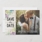 De foto van het huwelijk bewaart de Datum Succulen Save The Date (Voorkant)