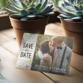 De foto van het huwelijk bewaart de Datum Succulen Save The Date