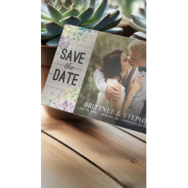 De foto van het huwelijk bewaart de Datum Succulen Save The Date