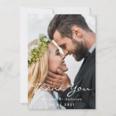 De foto van het huwelijk dankt u manuscript bedankkaart (Voorkant)