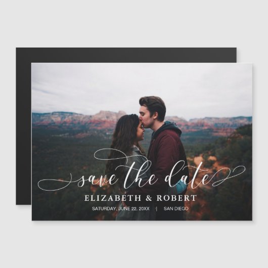 De Foto van het huwelijk sparen de Datum Magnetisc (Voorkant / Achterkant)