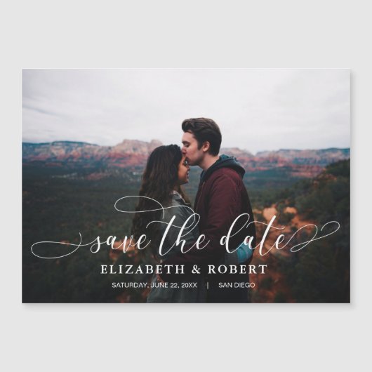 De Foto van het huwelijk sparen de Datum Magnetisc (Voorkant)