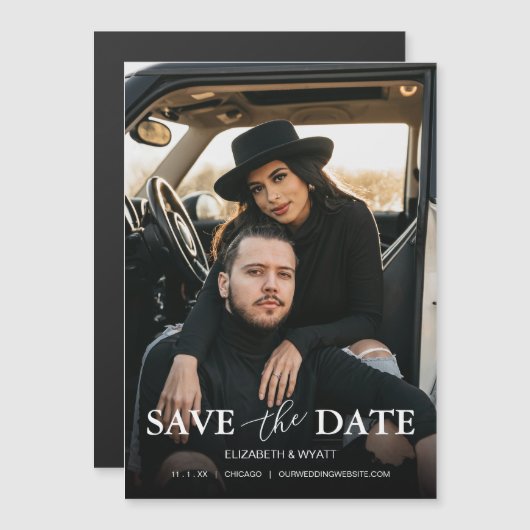 De Foto van het huwelijk sparen de Datum Magnetisc (Voorkant / Achterkant)