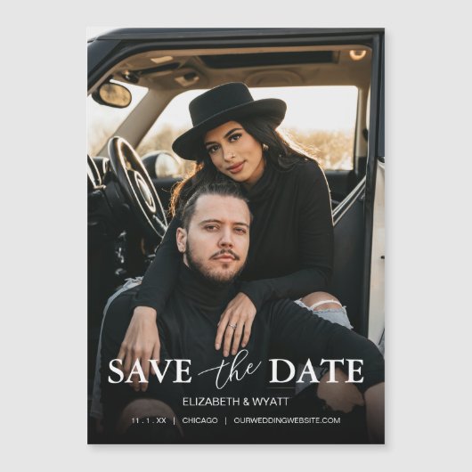 De Foto van het huwelijk sparen de Datum Magnetisc (Voorkant)