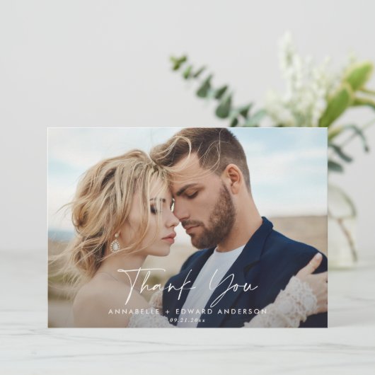 De foto van het manuscript bruiloft bedankt u groe (Staand voorkant)