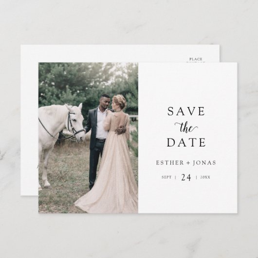 De Foto van het Manuscript sparen de Datum Uitnodiging Briefkaart (Voorkant / Achterkant)