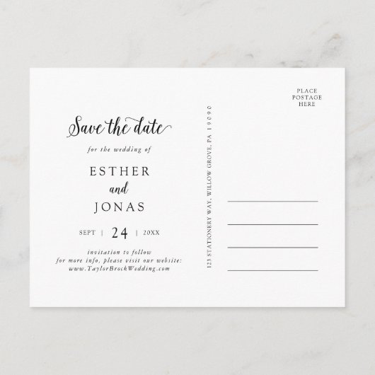 De Foto van het Manuscript sparen de Datum Uitnodiging Briefkaart (Achterkant)