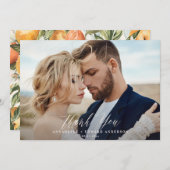 De foto van het manuscript trouwt dank u citrus bo bedankkaart (Voorkant / Achterkant)