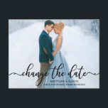 De foto van het manuscript van de Kalligrafie van  Briefkaart<br><div class="desc">Het moderne Elegant Manuscript van de Kalligrafie verandert de Datum die het Briefkaart van de Foto van de Band uit stelt</div>