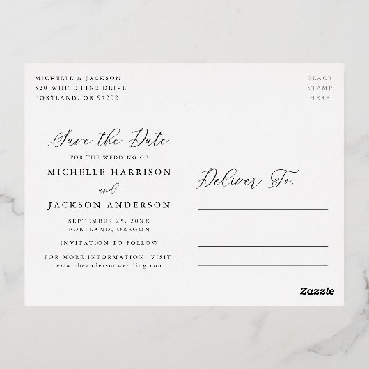 De Foto van het Manuscript van de Kalligrafie van  Folie Uitnodiging Briefkaart (Achterkant)