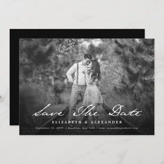 De Foto van het Manuscript van het Handschrift sp Save The Date (Voorkant / Achterkant)