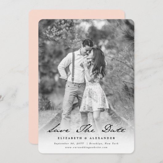 De  Foto van het Manuscript van het Handschrift sp Save The Date (Voorkant / Achterkant)