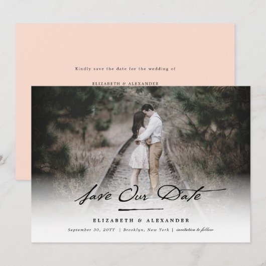 De  Foto van het Manuscript van het Handschrift sp Save The Date (Voorkant / Achterkant)