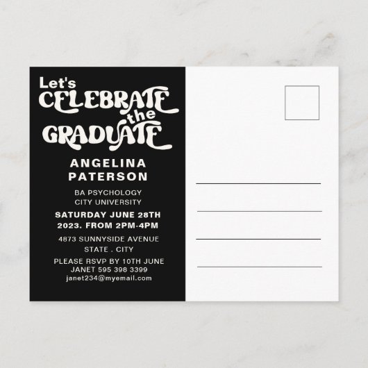 De Foto van het Manuscript van Retro Zwart-wit Afs Uitnodiging Briefkaart (Achterkant)