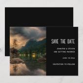 De foto van het meer van de avond - bruiloft save the date (Voorkant / Achterkant)