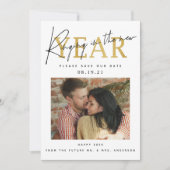 De foto van het nieuwe jaar save the date (Voorkant)