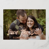 De Foto van het verloving sparen de Datum Folie Uitnodiging (Voorkant)