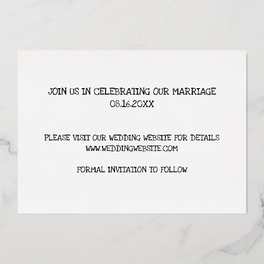 De Foto van het verloving sparen de Datum Folie Uitnodiging (Achterkant)