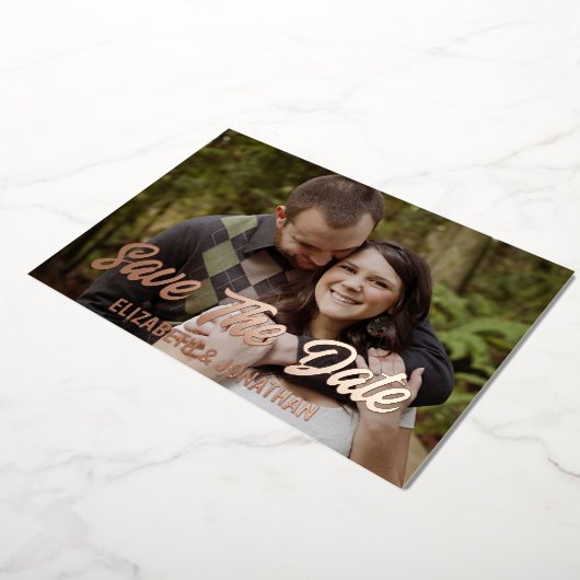 De Foto van het verloving sparen de Datum Folie Uitnodiging (Gedraaid)