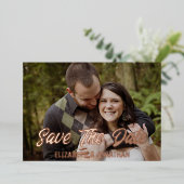 De Foto van het verloving sparen de Datum Folie Uitnodiging (Staand Voorkant)