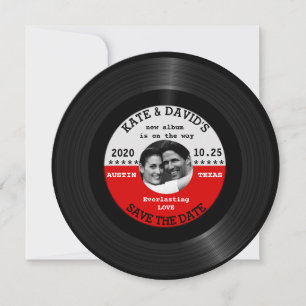 De foto van het vinylrecord van de Retro bewaart d Save The Date