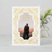 De Foto van Rococo bewaart de Datum Folie Uitnodiging (Staand Voorkant)