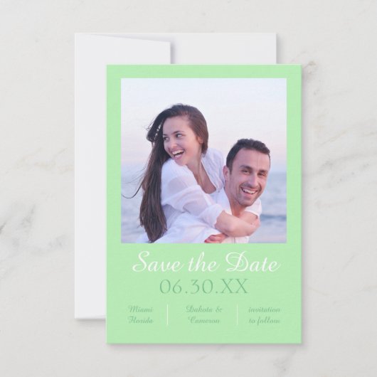 De Foto van Seafoam Verticaal - 3x5 sparen de Datu Save The Date (Voorkant)