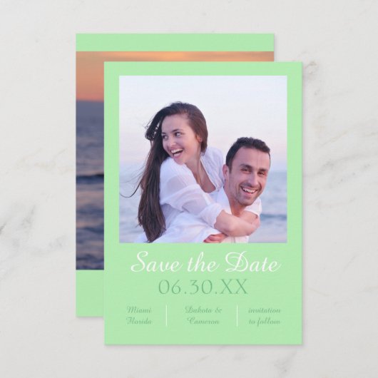 De Foto van Seafoam Verticaal - 3x5 sparen de Datu Save The Date (Voorkant / Achterkant)