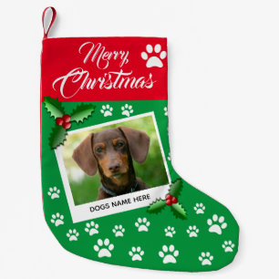 De foto van uw hond stopt, Cute Dog Kleine Kerstsok