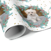 De foto van uw huisdier in Kerstkransen Cadeaupapier (Rol Hoek)