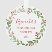 De foto-Waterverf van uw kat met 1 Kerstmis Ornament (voorkant)